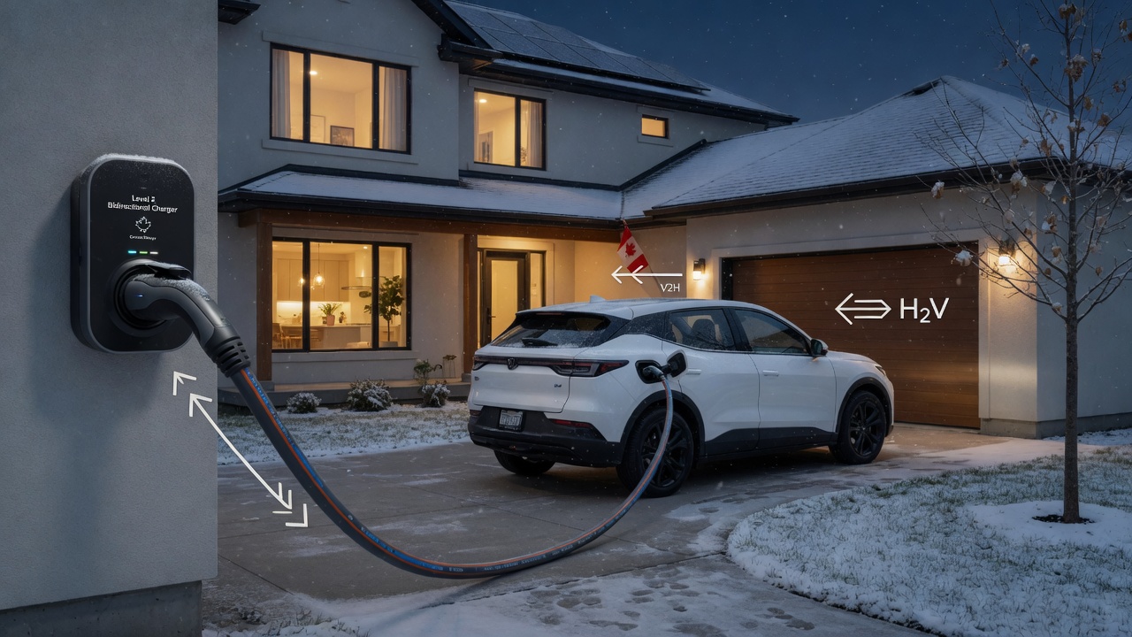 What is V2H Bidirectional Charging explained – simple visual diagram Canada