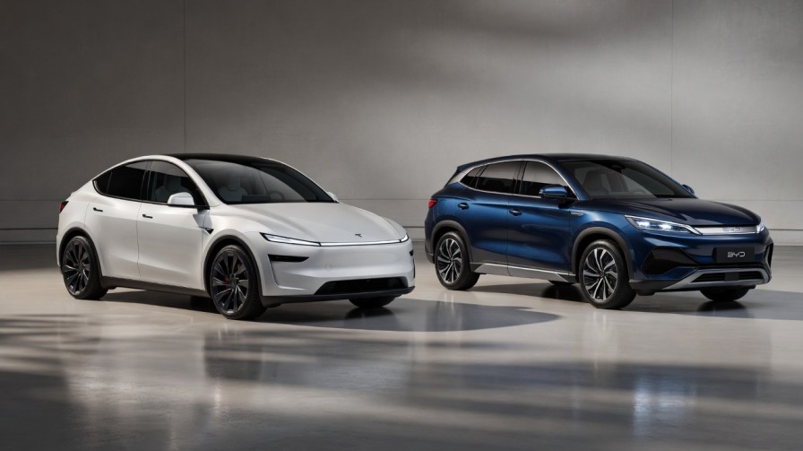 Tesla Model Y and BYD electric SUV side by side comparison