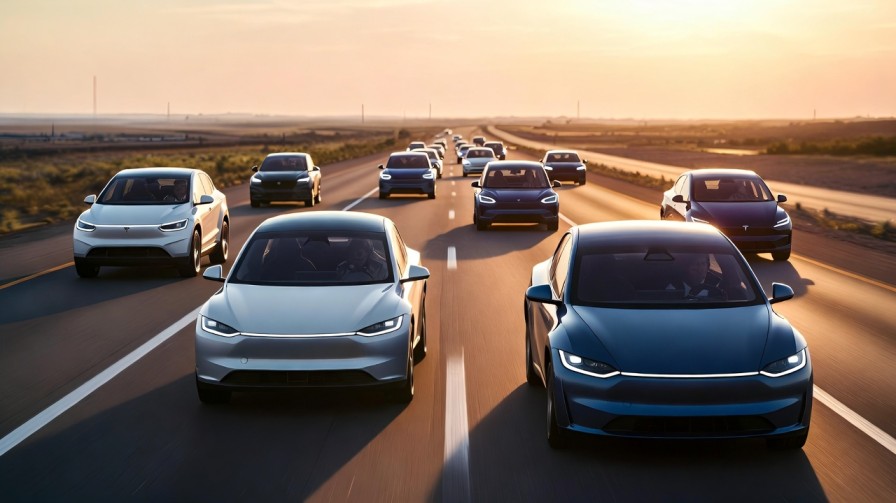 Electric cars driving on highway for long distance travel Canada