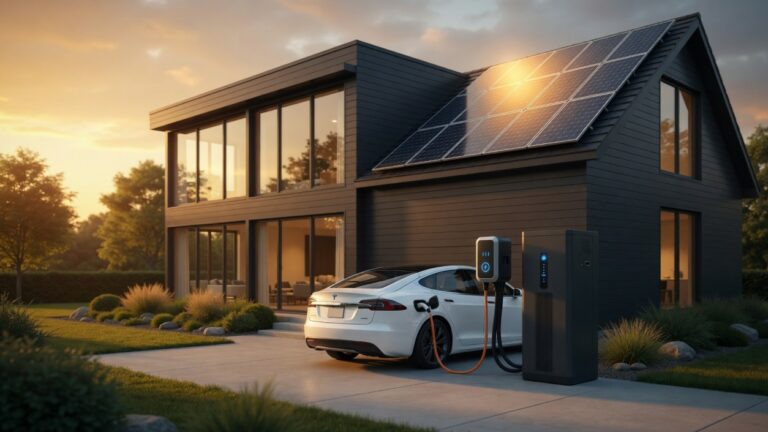 Solar panels with EV charger and home battery system Canada
