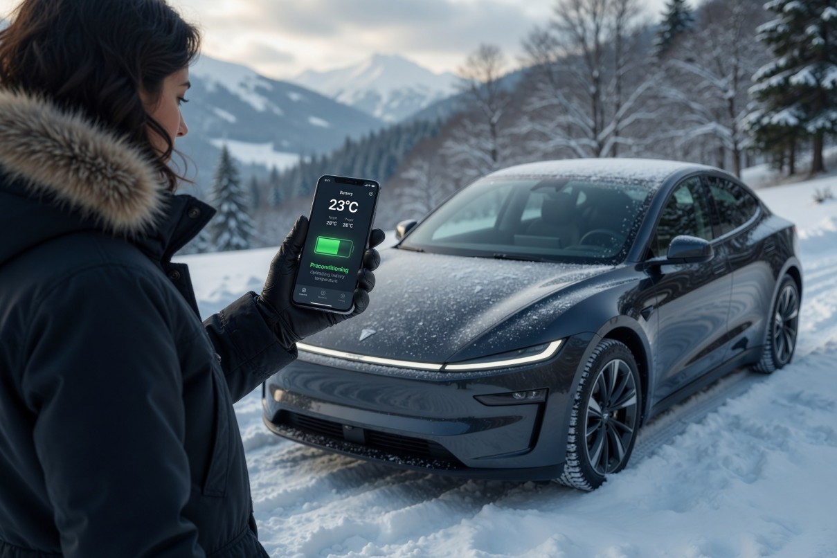 Preconditioning electric vehicle battery in Canadian winter