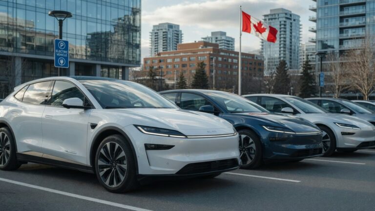 Electric cars parked in Canadian city 2026