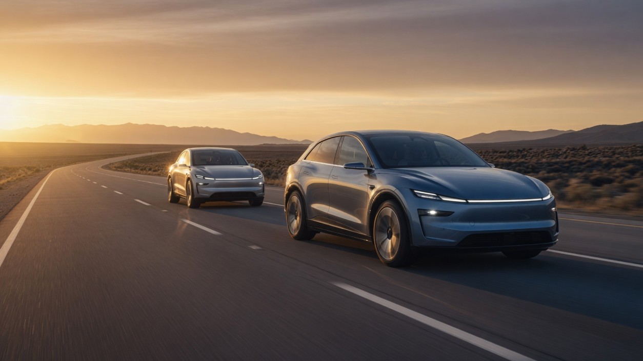 Electric SUVs driving on highway for long distance travel Canada