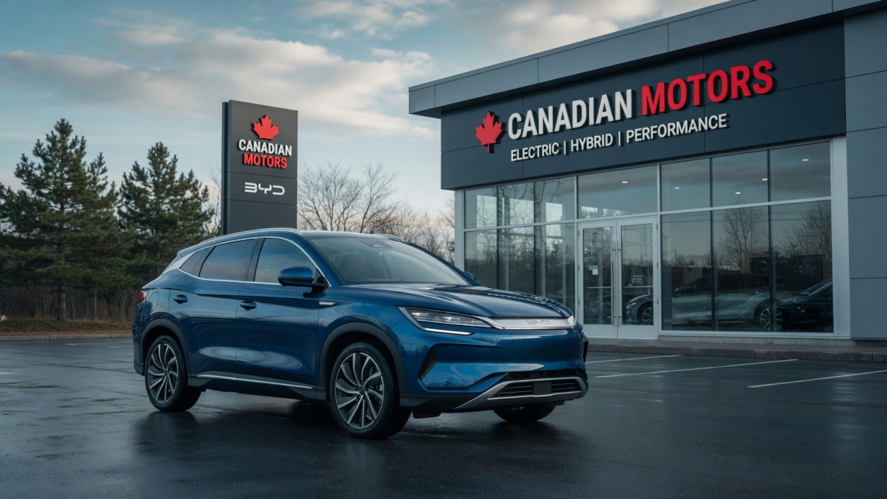 BYD vehicle at new Canadian dealership
