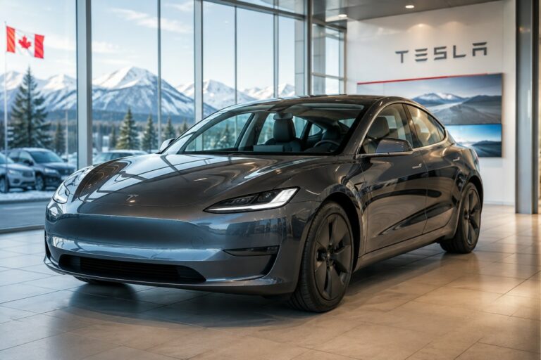 Shanghai-built Tesla Model 3 representing Chinese EV Imports Canada