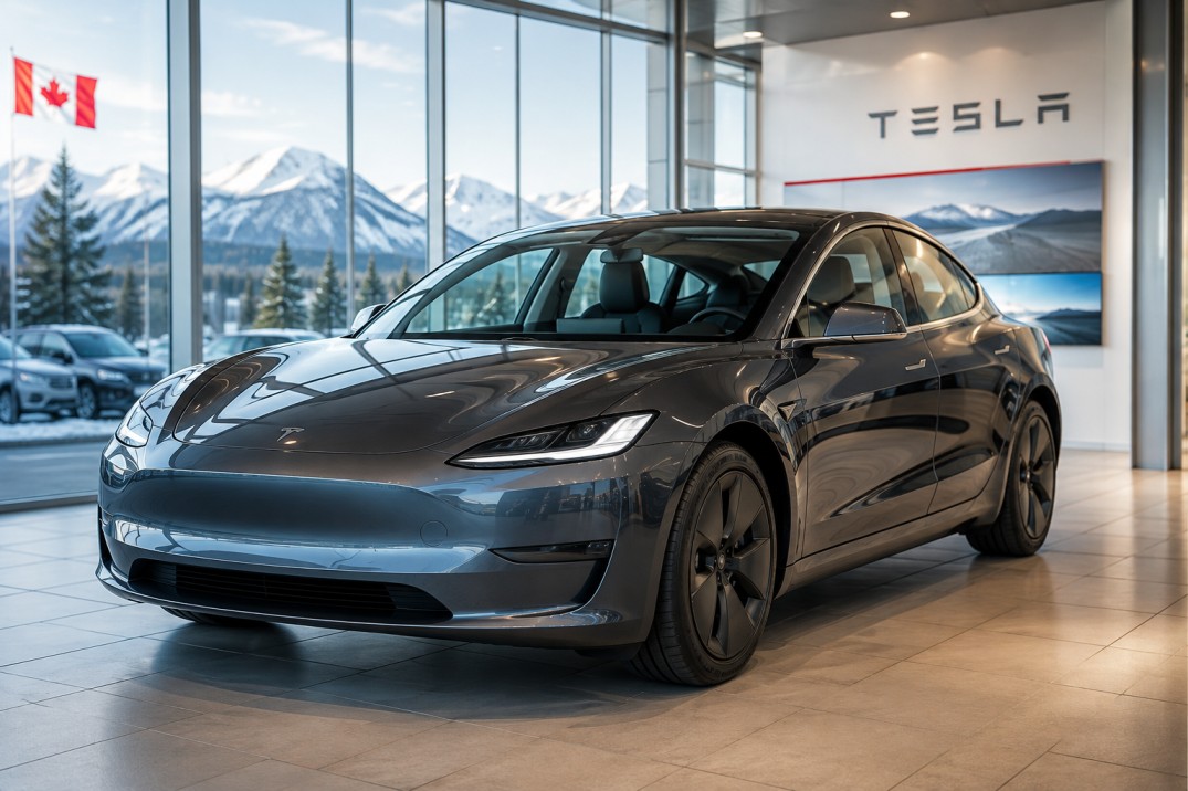 Shanghai-built Tesla Model 3 representing Chinese EV Imports Canada
