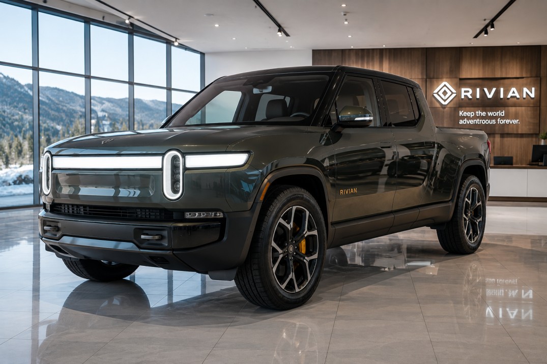 Ford Fathom Electric Pickup on display in showroom