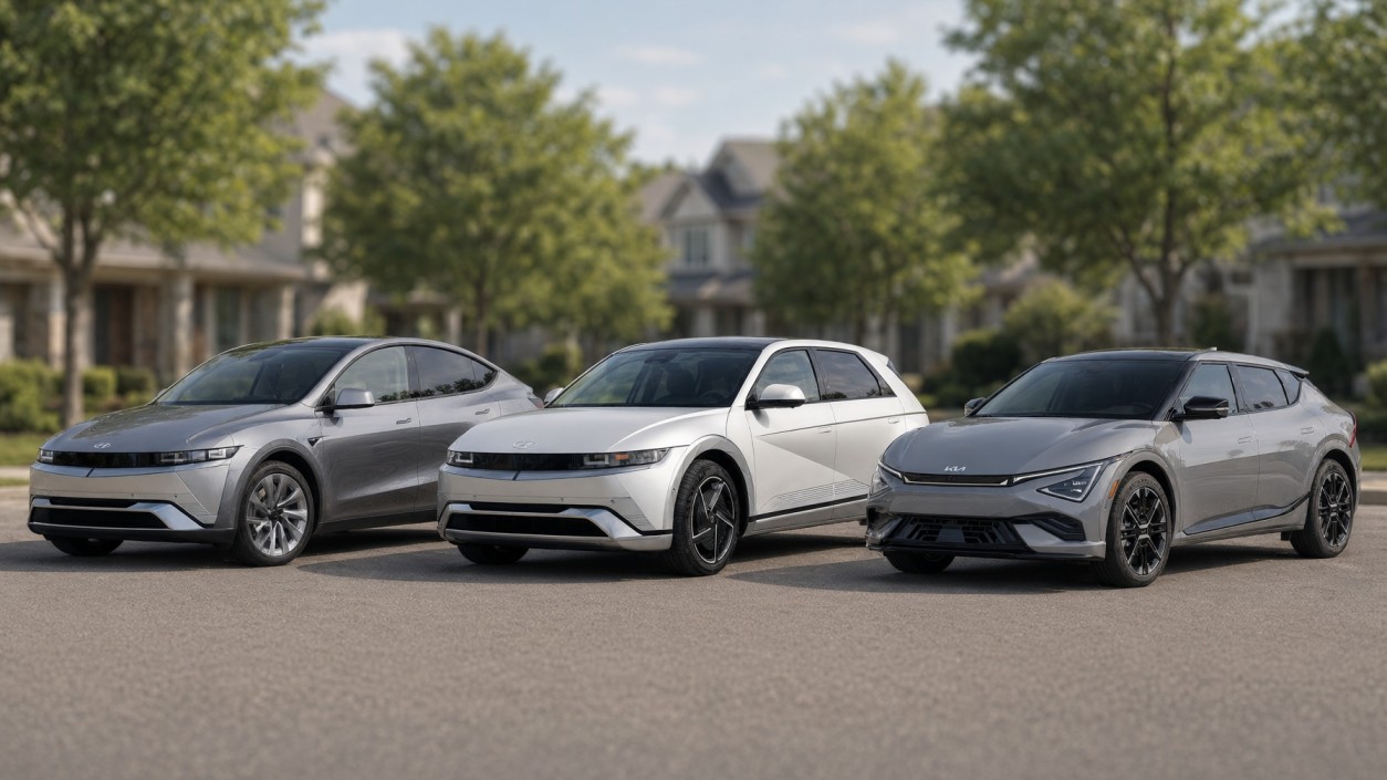 Lineup of top electric cars for 2026 in Canada including Tesla Model Y, Hyundai Ioniq 5 and Kia EV6
