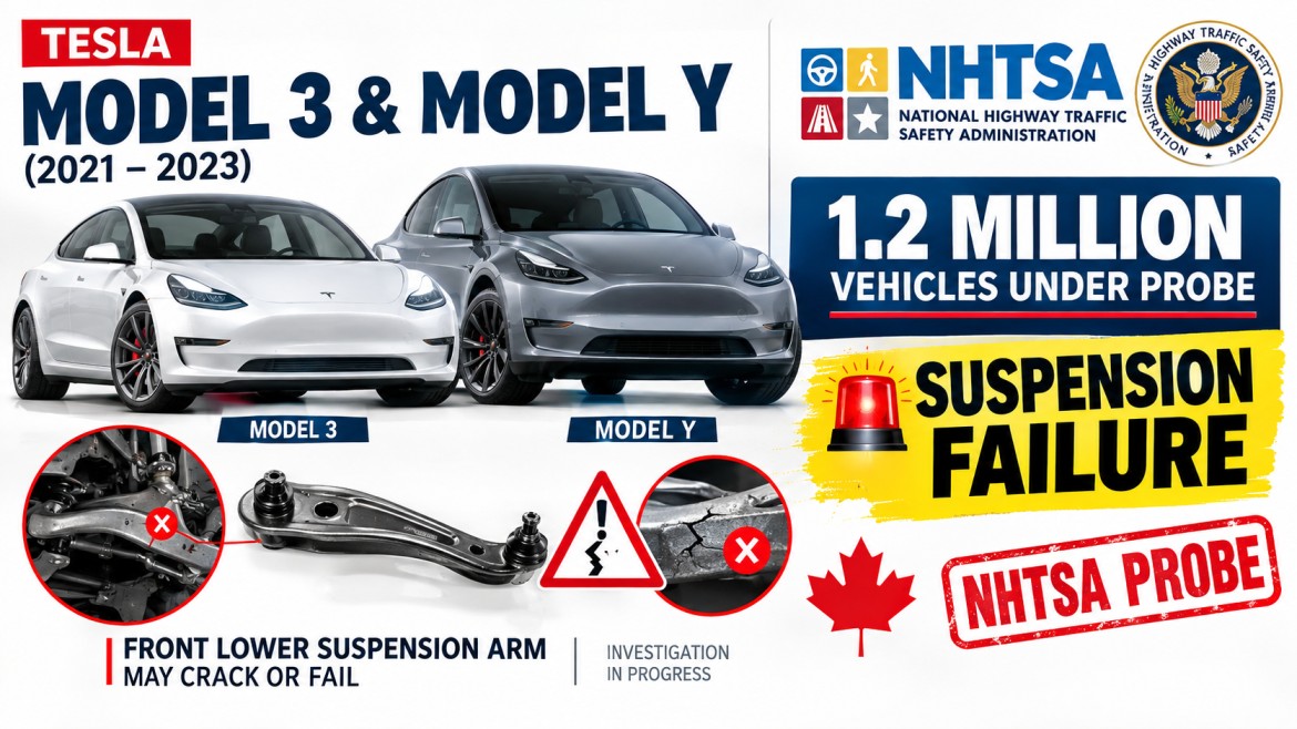Tesla Model 3 and Model Y under NHTSA suspension failure investigation