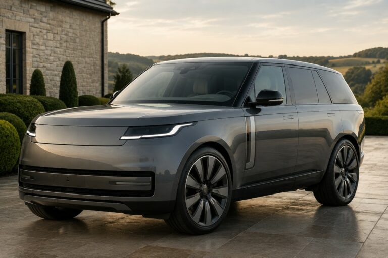 2027 Range Rover EV luxury electric SUV with blanked grille and aero wheels
