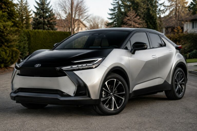 2026 Toyota C-HR XSE AWD electric crossover shown from the front three-quarter angle