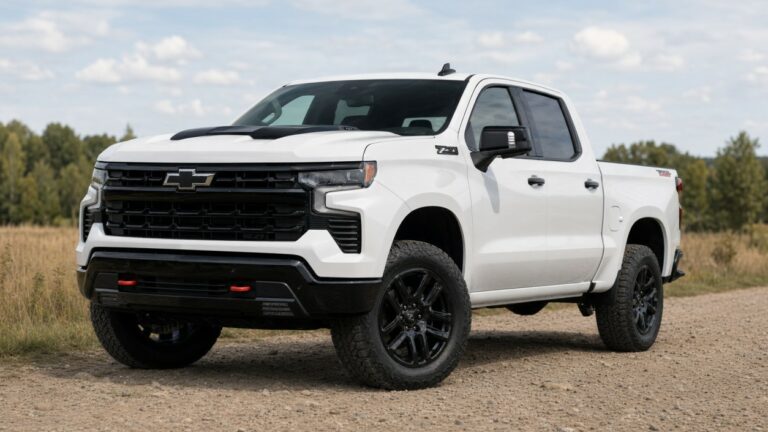2026 Chevrolet Silverado 1500 LT Trail Boss lifted pickup parked on a gravel trail