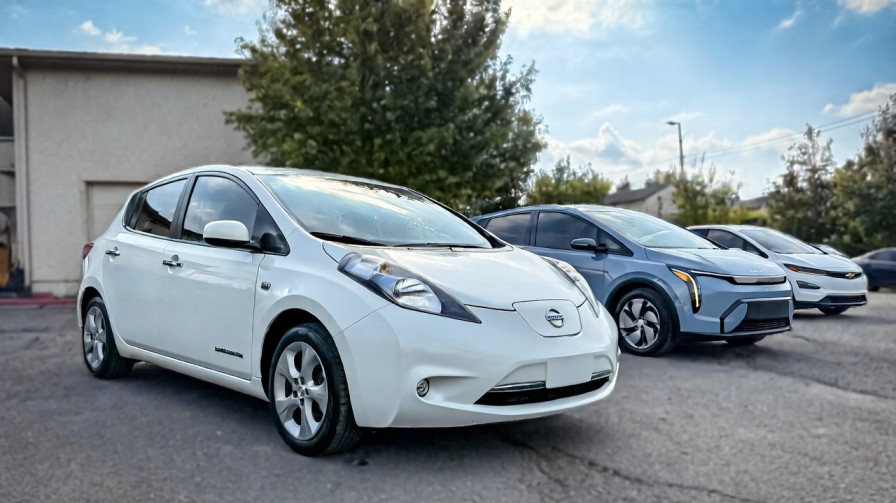 2027 Nissan Leaf S and other affordable electric cars parked in a Canadian suburban setting