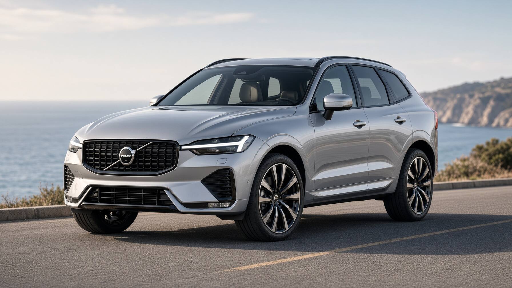 2028 Volvo XC60 PHEV luxury plug-in hybrid SUV with redesigned front end and Thor’s Hammer headlights